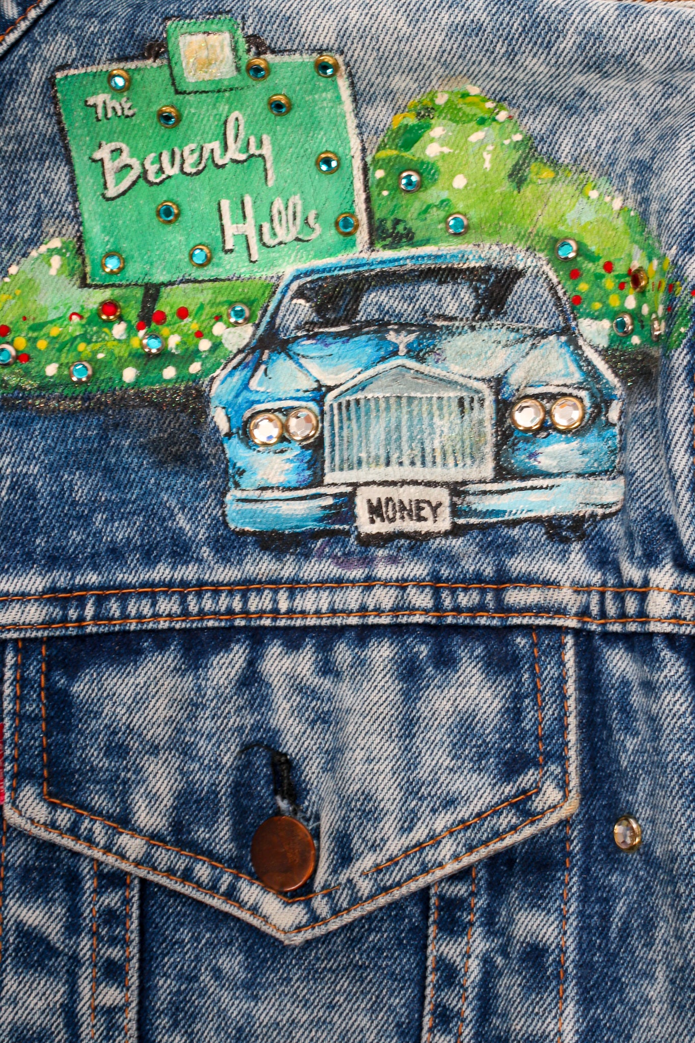 Vintage Embellished Beverly Hills Jean Jacket Beverly Hills Hotel at Recess Los Angeles