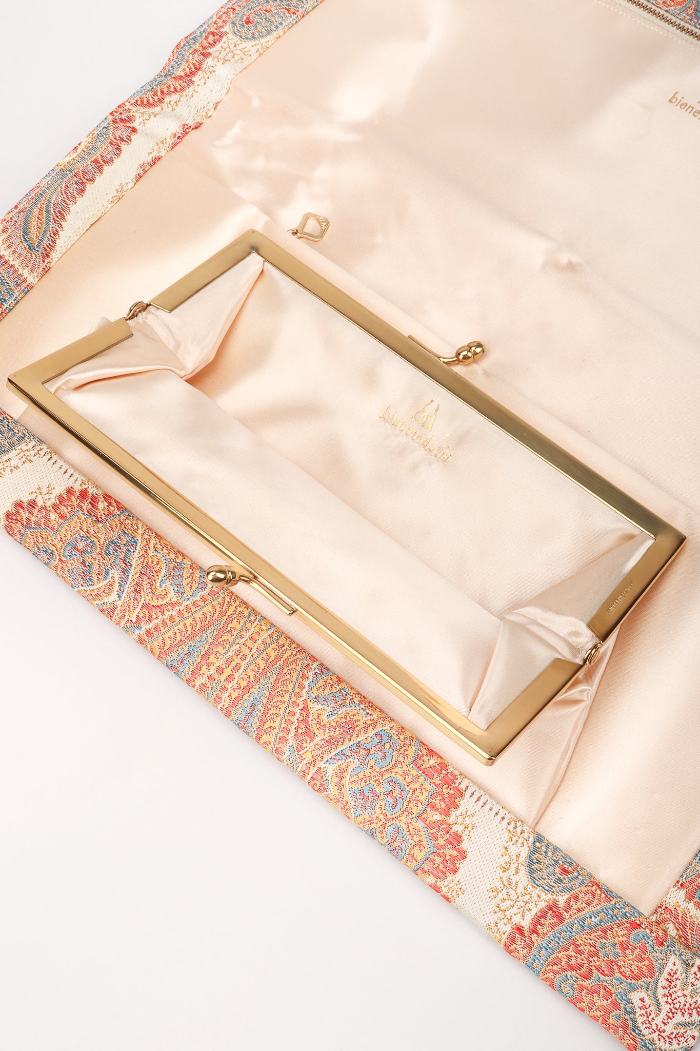 Recess Los Angeles Designer Consignment Vintage Original Bienen-Davis Golden Silk Brocade Clutch