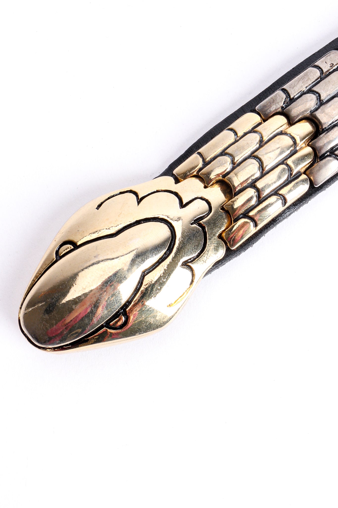 Vintage Bijoux Medici J. Blumenthal Mixed Metal Leather Snake Belt buckle at Recess Los Angeles