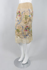 Bill Blass Embellished Chantilly Lace Garden Skirt