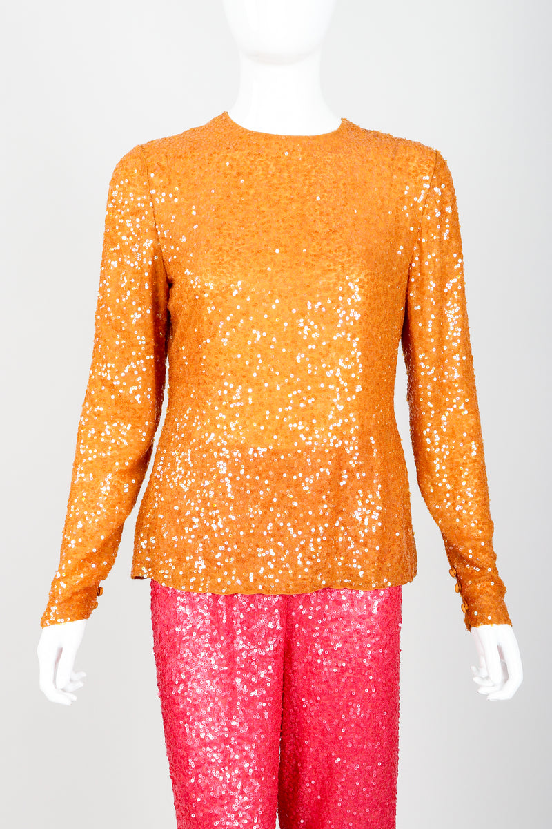 Vintage Bill Blass Sequin Sundae Top & Pant Set on Mannequin Front Crop at Recess Los Angeles