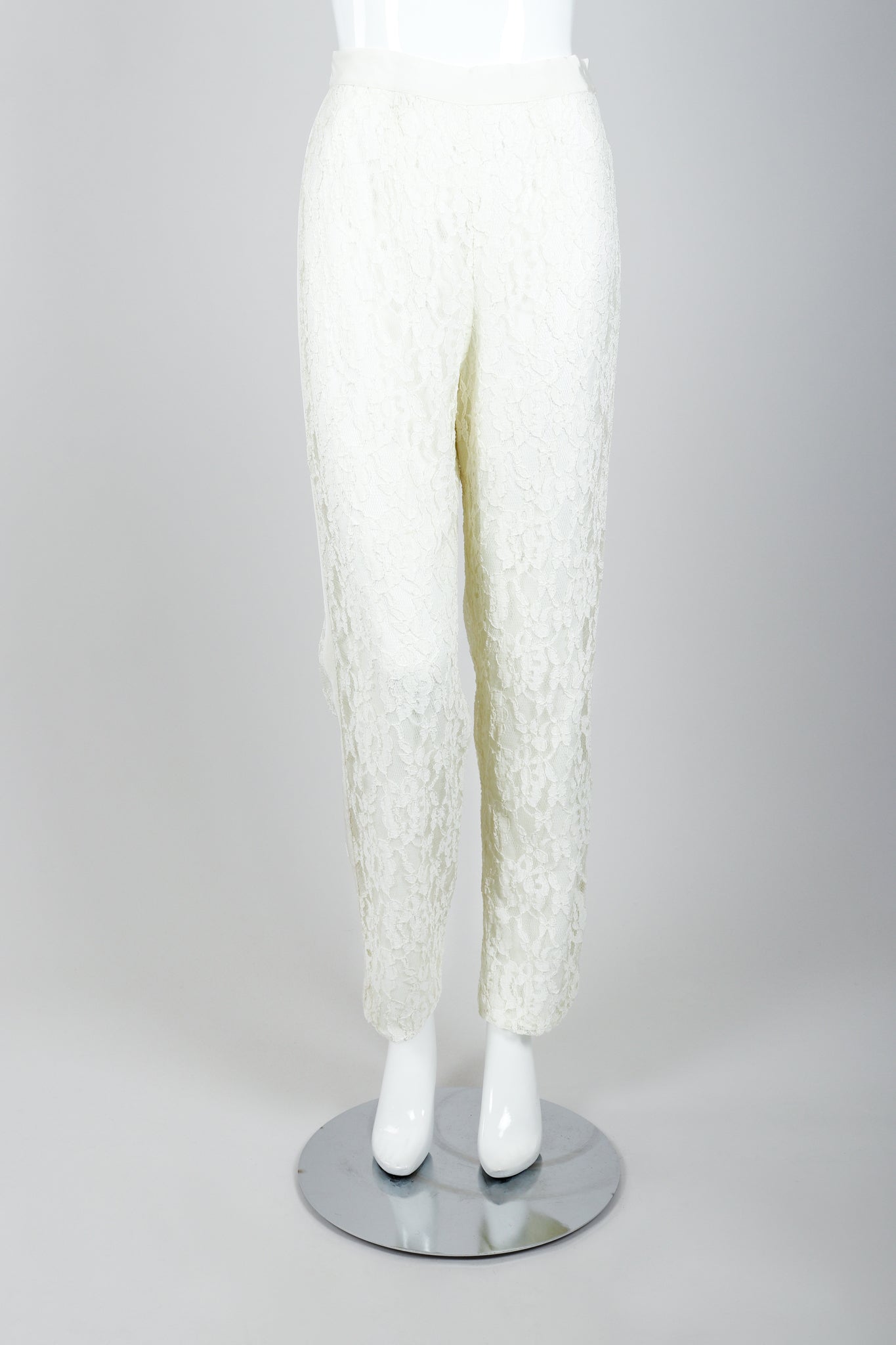 Vintage Bill Blass Lace Tuxedo Pant Suit Bridal on Mannequin front at Recess LA