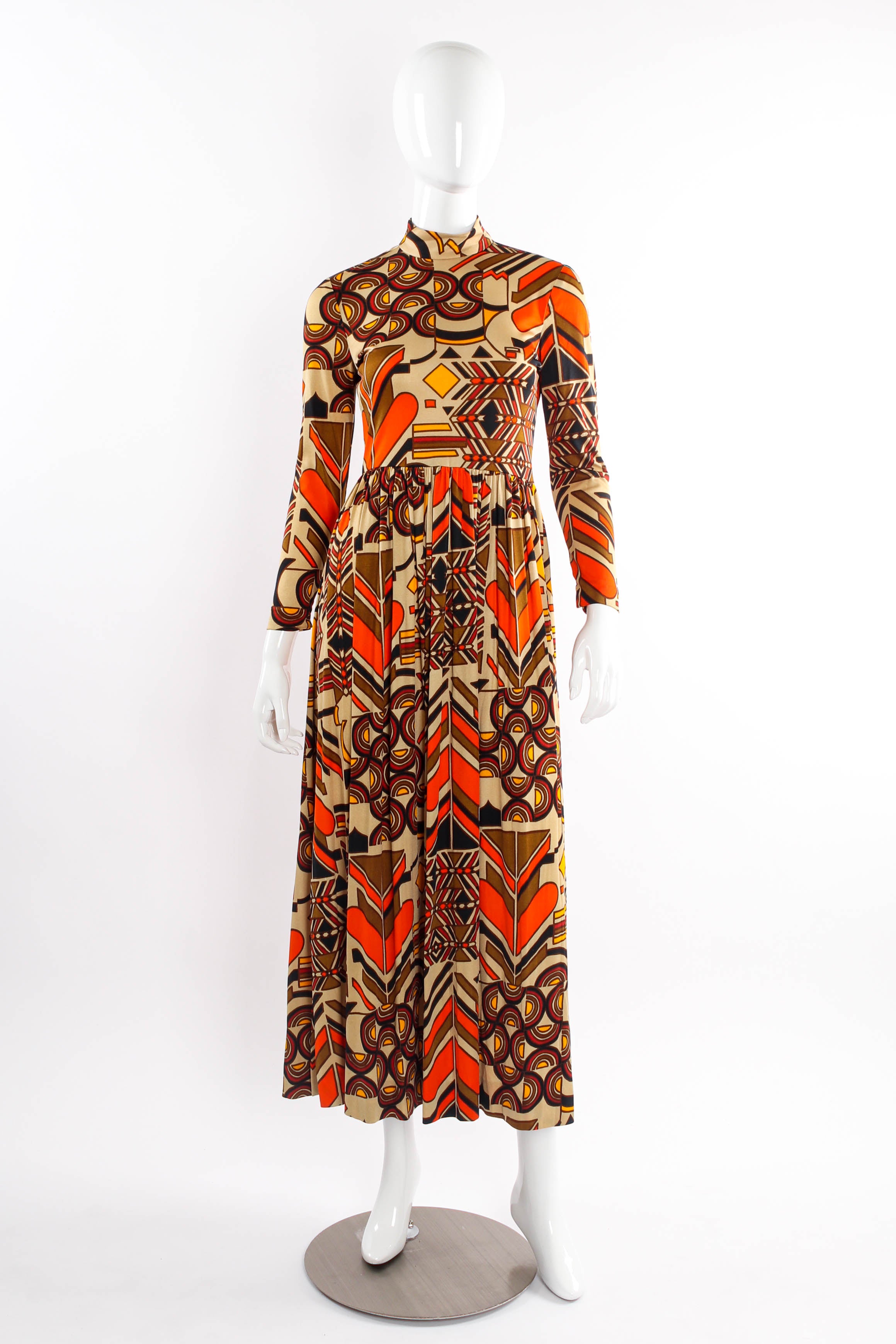 Vintage Bill Shedleski Abstract Geo Print Dress mannequin front @ Recess LA