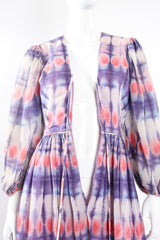 Vintage Bill Tice Royal Robes Magnin Tie Dye Balloon Sleeve Dress on Mannequin bodice @ Recess LA