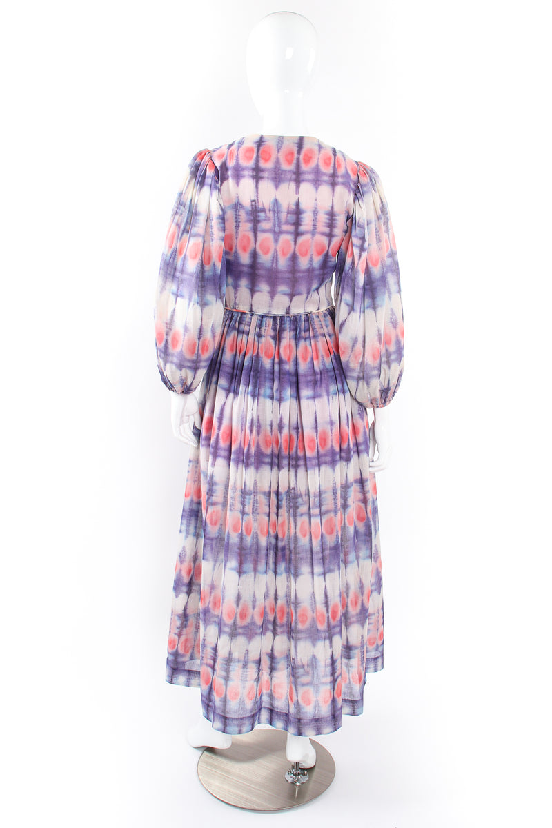 Vintage Bill Tice Royal Robes Magnin Tie Dye Balloon Sleeve Dress on Mannequin back @ Recess LA