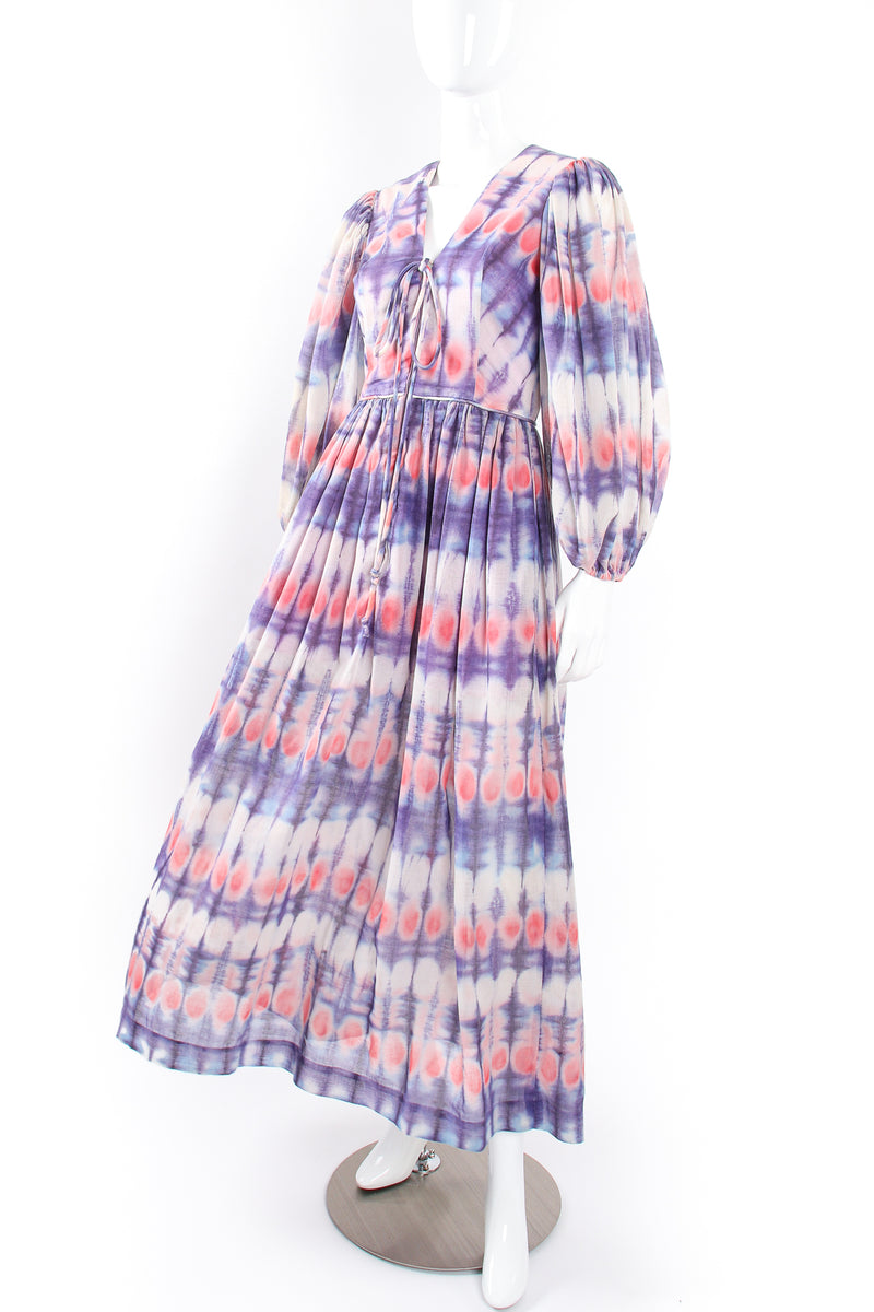 Vintage Bill Tice Royal Robes Magnin Tie Dye Balloon Sleeve Peasant Dress airy @ Recess LA