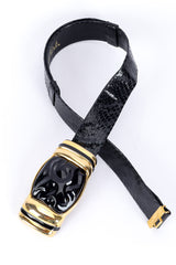 Black leather snakeskin slide belt loop @recessla