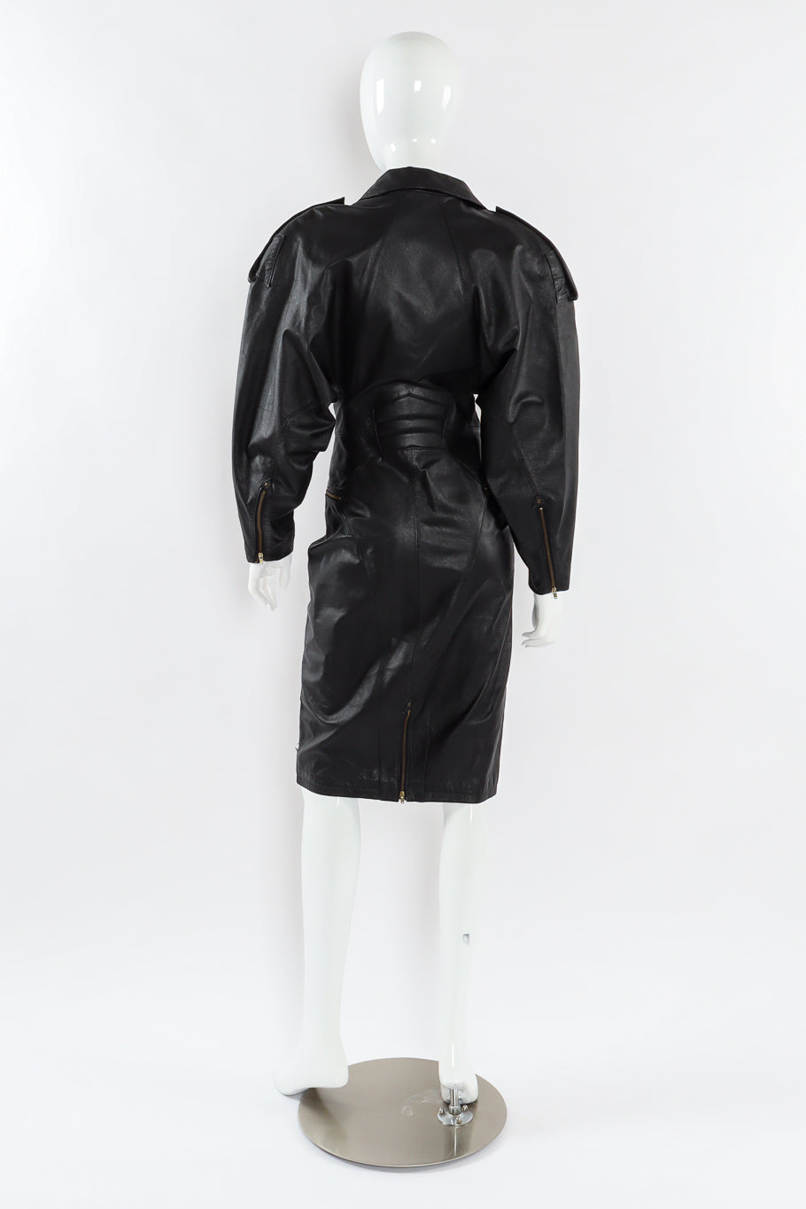 Vintage Mario Zarelli Leather Moto Pencil Dress mannequin back @ Recess LA