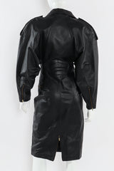 Vintage Mario Zarelli Leather Moto Pencil Dress mannequin back close zipper vent opened  @ Recess LA