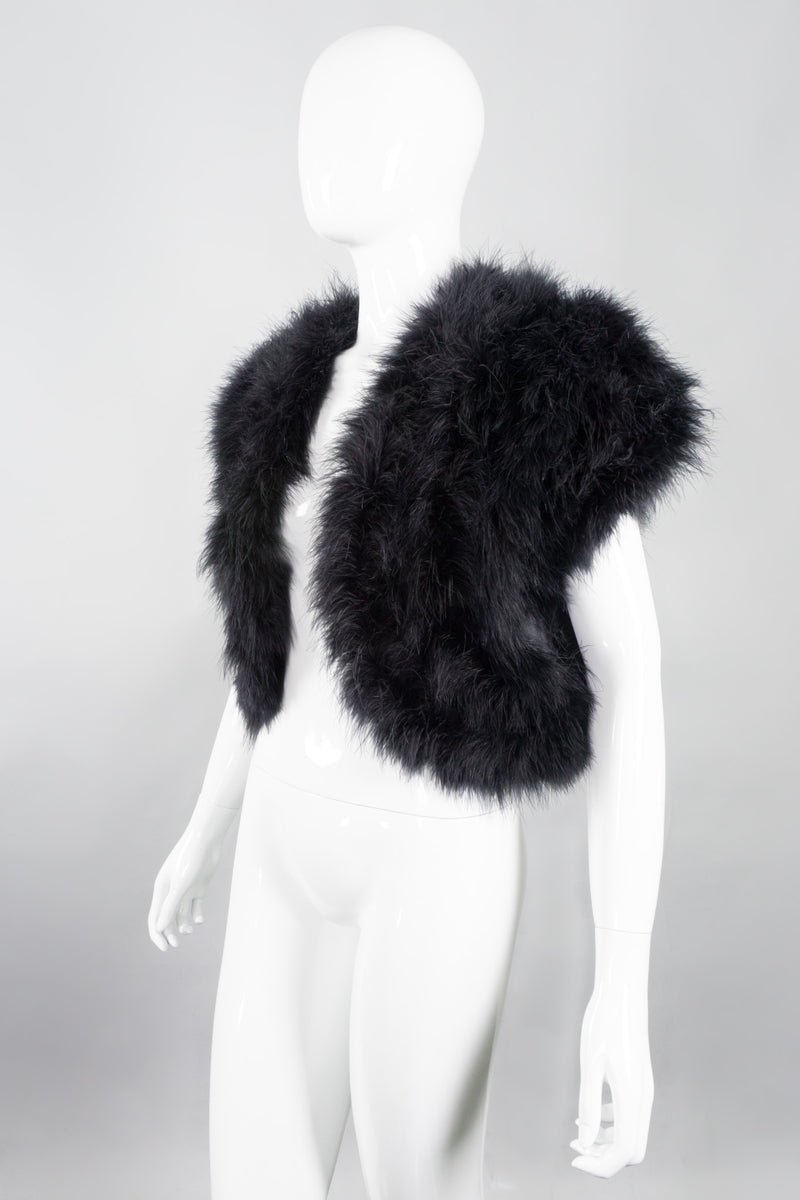 Vintage Marabou Open Chubby Bolero Shrug Jacket