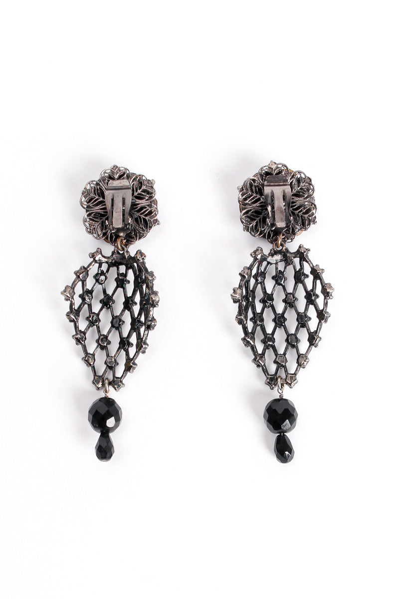 Vintage Crystal Lattice Drop Earrings backside at Recess Los Angeles