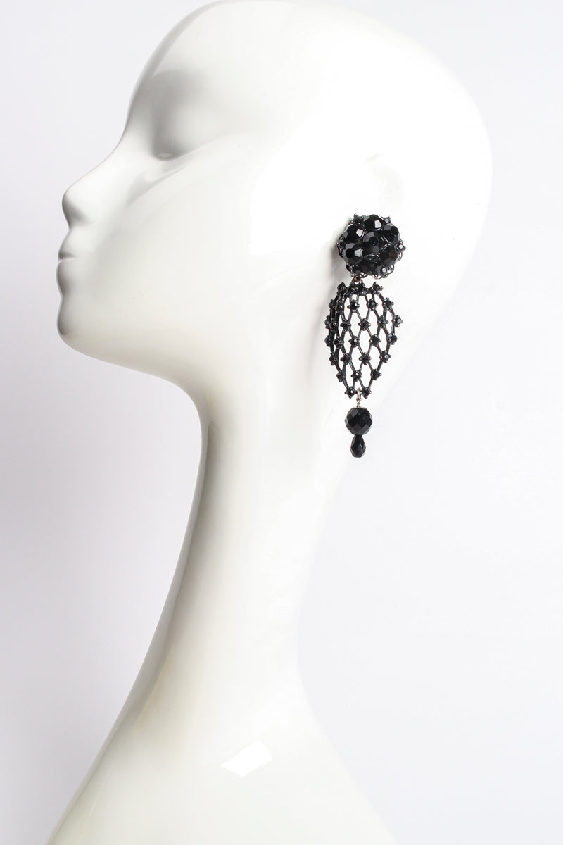 Vintage Crystal Lattice Drop Earrings on mannequin at Recess Los Angeles