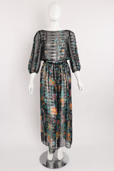 Vintage Sheer Floral Puff Sleeve Dress on Mannequin front at Recess Los Angeles