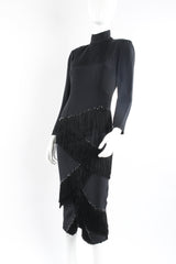 Zigzag 3-Tier Fringe Midi Dress side on mannequin at Recess LA. 