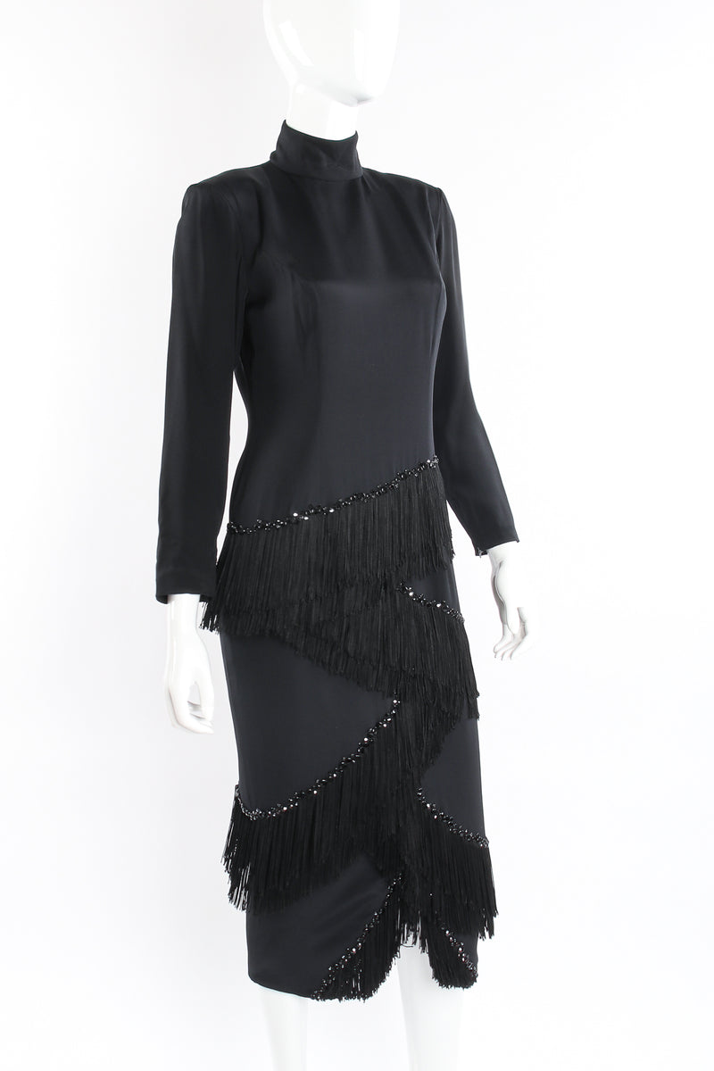 Zigzag 3-Tier Fringe Midi Dress on mannequin at Recess LA. 