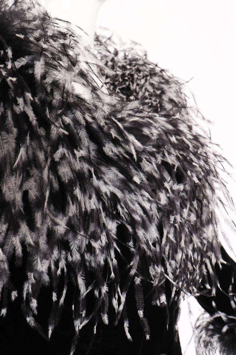 Vintage Bob Mackie Velvet Ostrich Feather Jacket on Mannequin collar at Recess Los Angeles