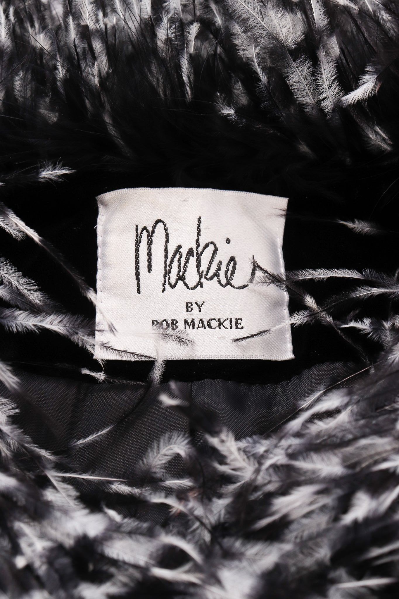 Vintage Bob Mackie Velvet Ostrich Feather Jacket label at Recess Los Angeles