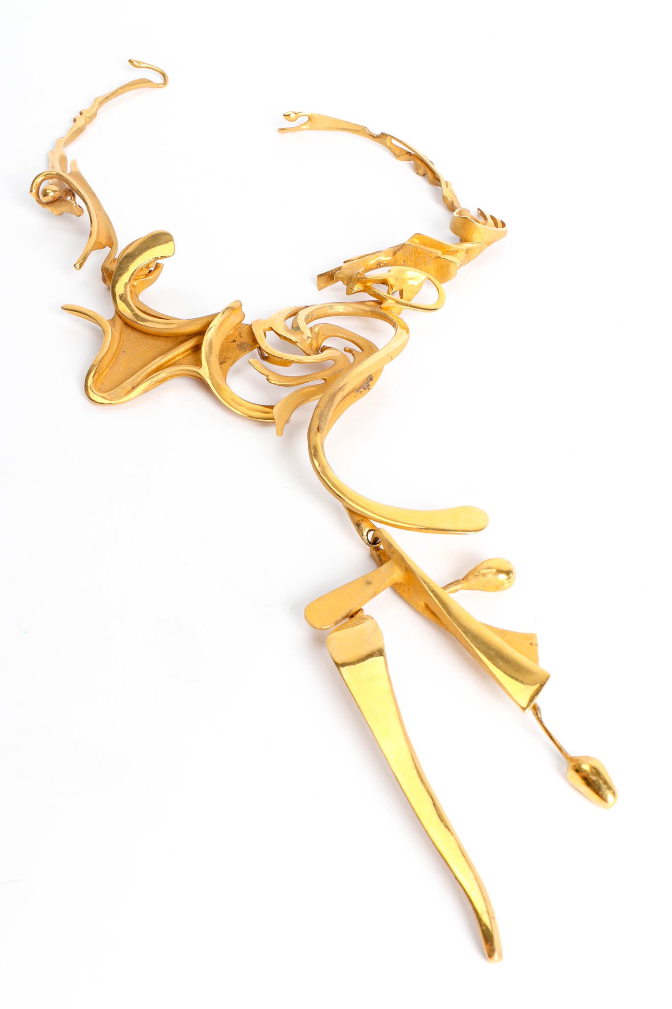 Vintage 1989 Jean-Claude Bonillo Abstract Fire Sculpture Necklace pendant close @ Recess Los Angeles