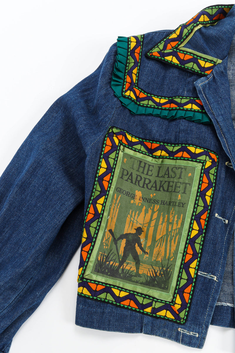 Vintage Helen Neufeld BookJacket Traveling Birds Denim Jacket R front side @ Recess Los Angeles