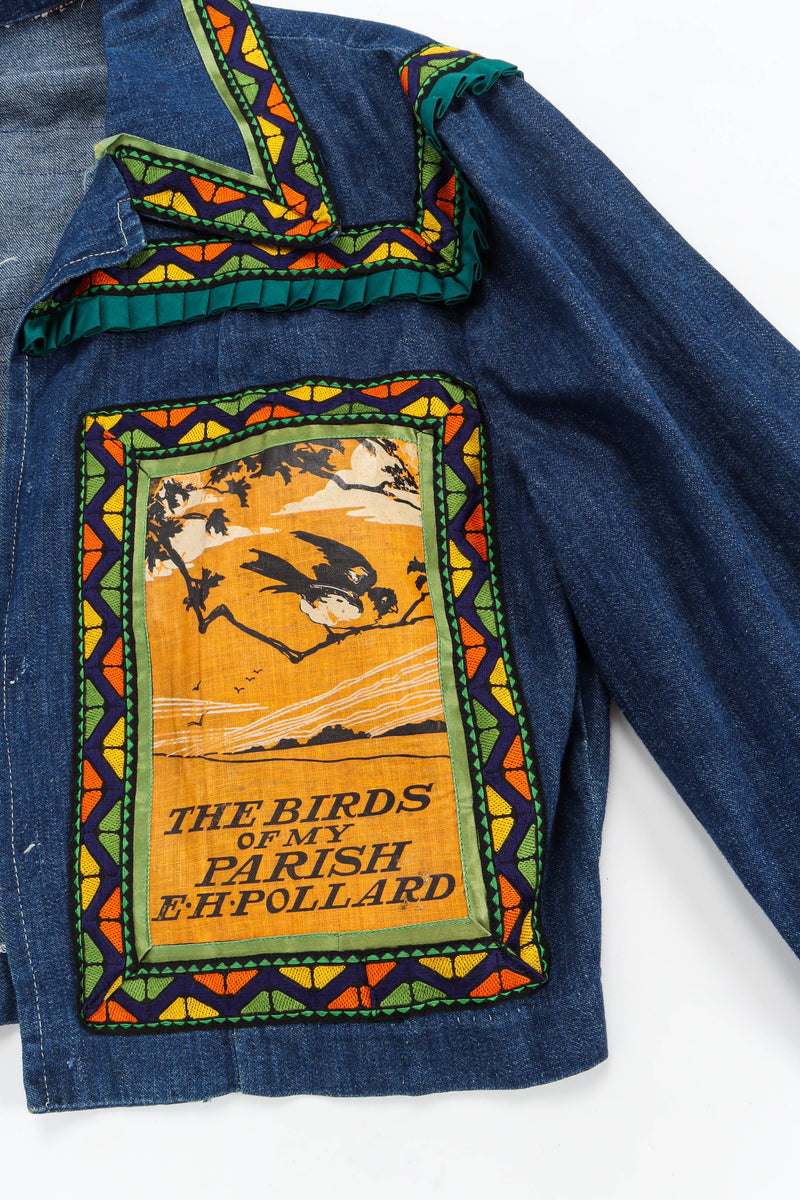 Vintage Helen Neufeld BookJacket Traveling Birds Denim Jacket L front side  @ Recess Los Angeles