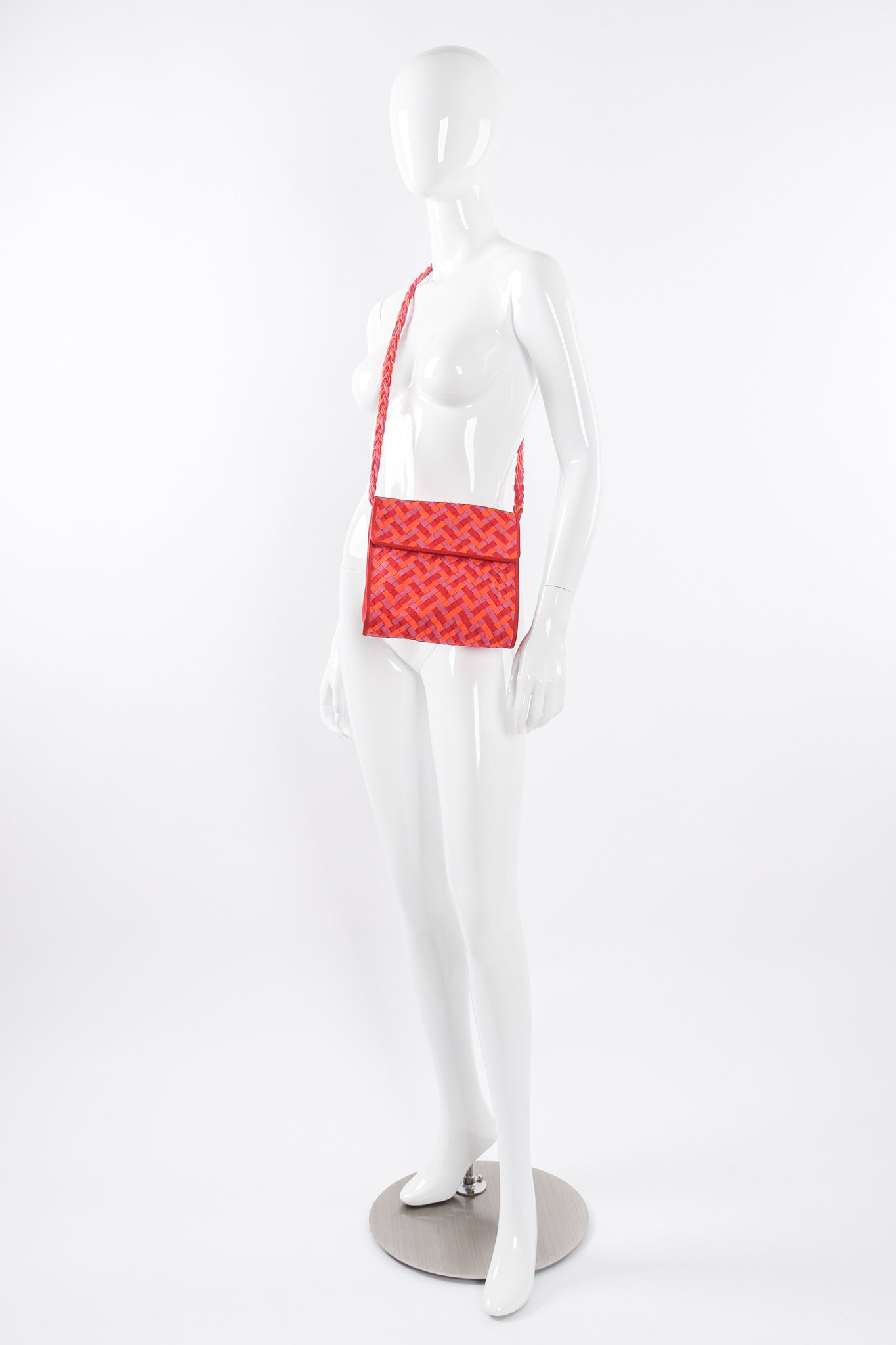 Vintage Bottega Veneta Ribbon Intrecciato Bag on mannequin at Recess Los Angeles