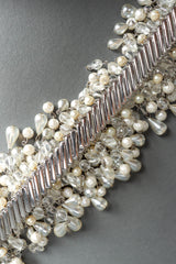 Vintage Brania Rhinestone Pearl Cluster Stretch Belt metal inverse detail @ Recess Los Angeles