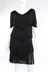 Brenda Fringe yarn fringe tiered dress on mannequin @recessla