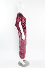 Vintage Bruce Oldfield Metallic Velvet Burnout Dress mannequin side @ Recess LA