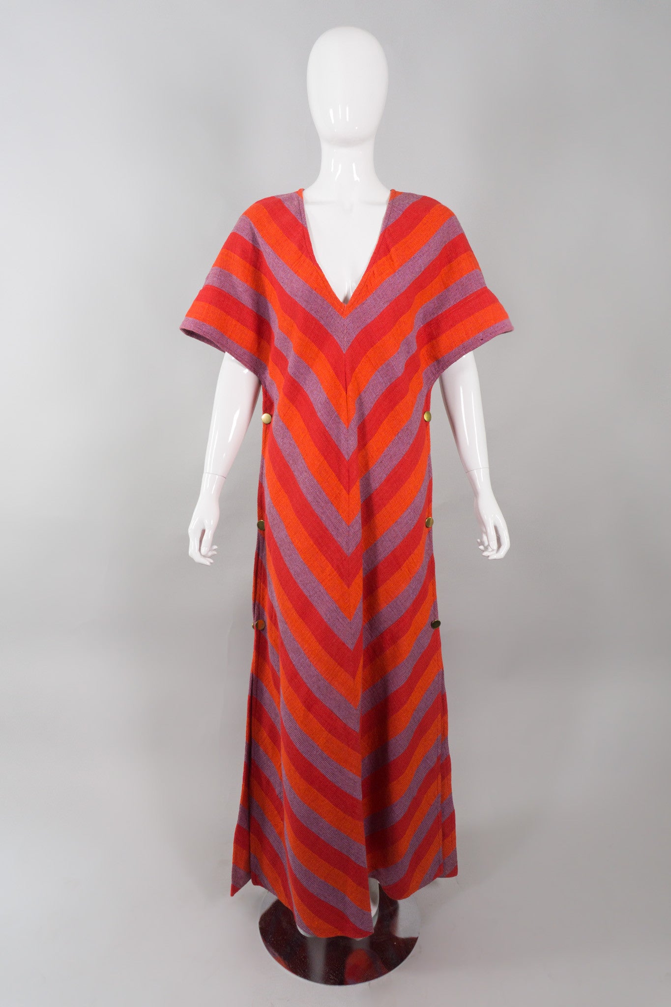 Bullocks Vintage Chevron Striped Knit Snap Caftan