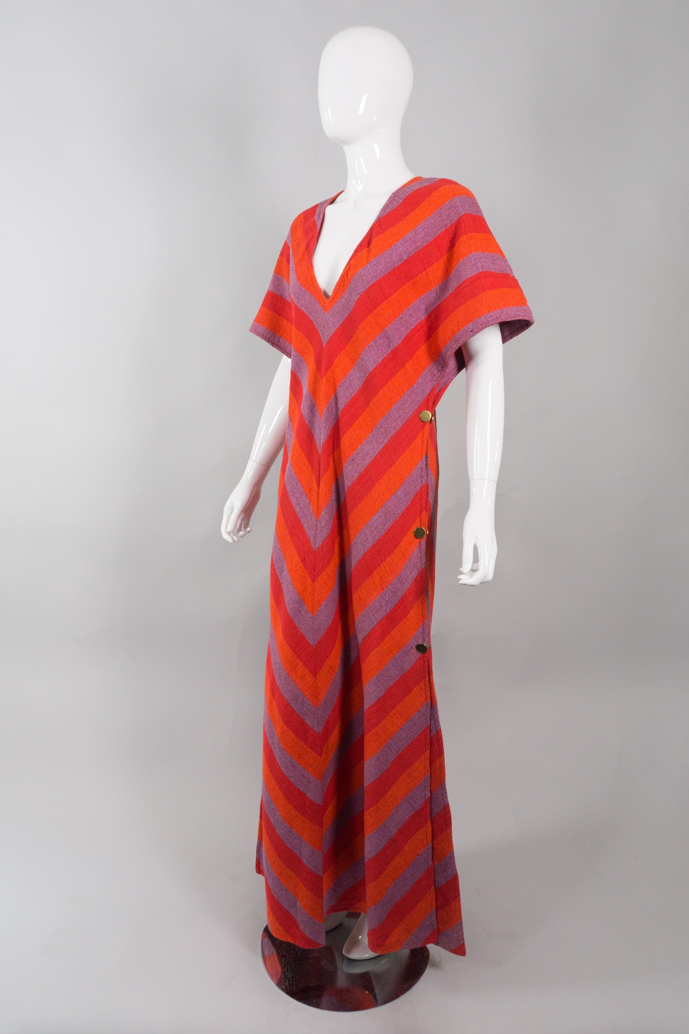 Bullocks Vintage Chevron Striped Knit Snap Caftan