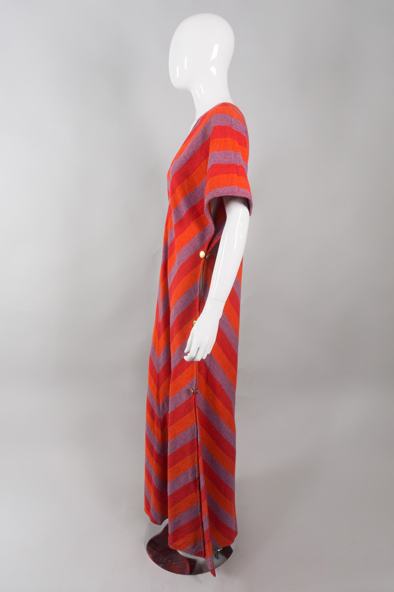 Bullocks Vintage Chevron Striped Knit Snap Caftan