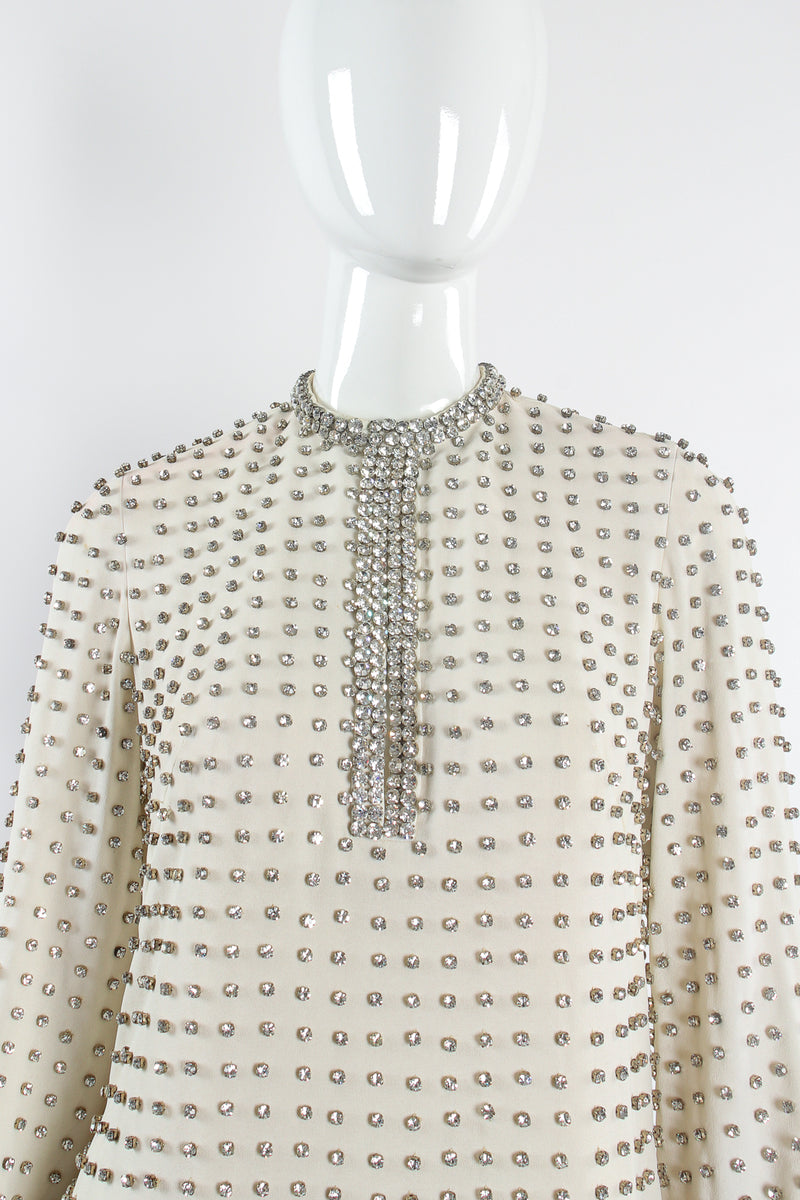 Vintage Bullocks Wilshire Mod Rhinestone Shift Dress on Mannequin neck at Recess Los Angeles