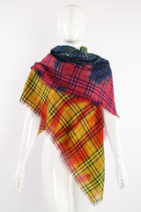 Vintage Burberry Rainbow Tie Dye Plaid Scarf on Mannequin at Recess Los Angeles