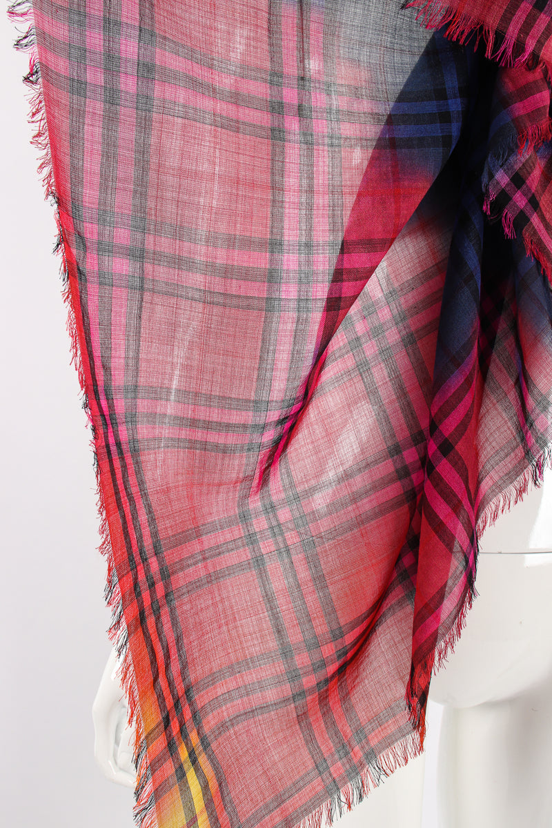 Vintage Burberry Rainbow Tie Dye Plaid Scarf sheer light at Recess Los Angeles