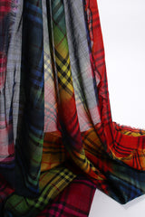 Vintage Burberry Rainbow Tie Dye Plaid Scarf sheer light at Recess Los Angeles