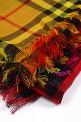 Vintage Burberry Rainbow Tie Dye Plaid Scarf fringe at Recess Los Angeles