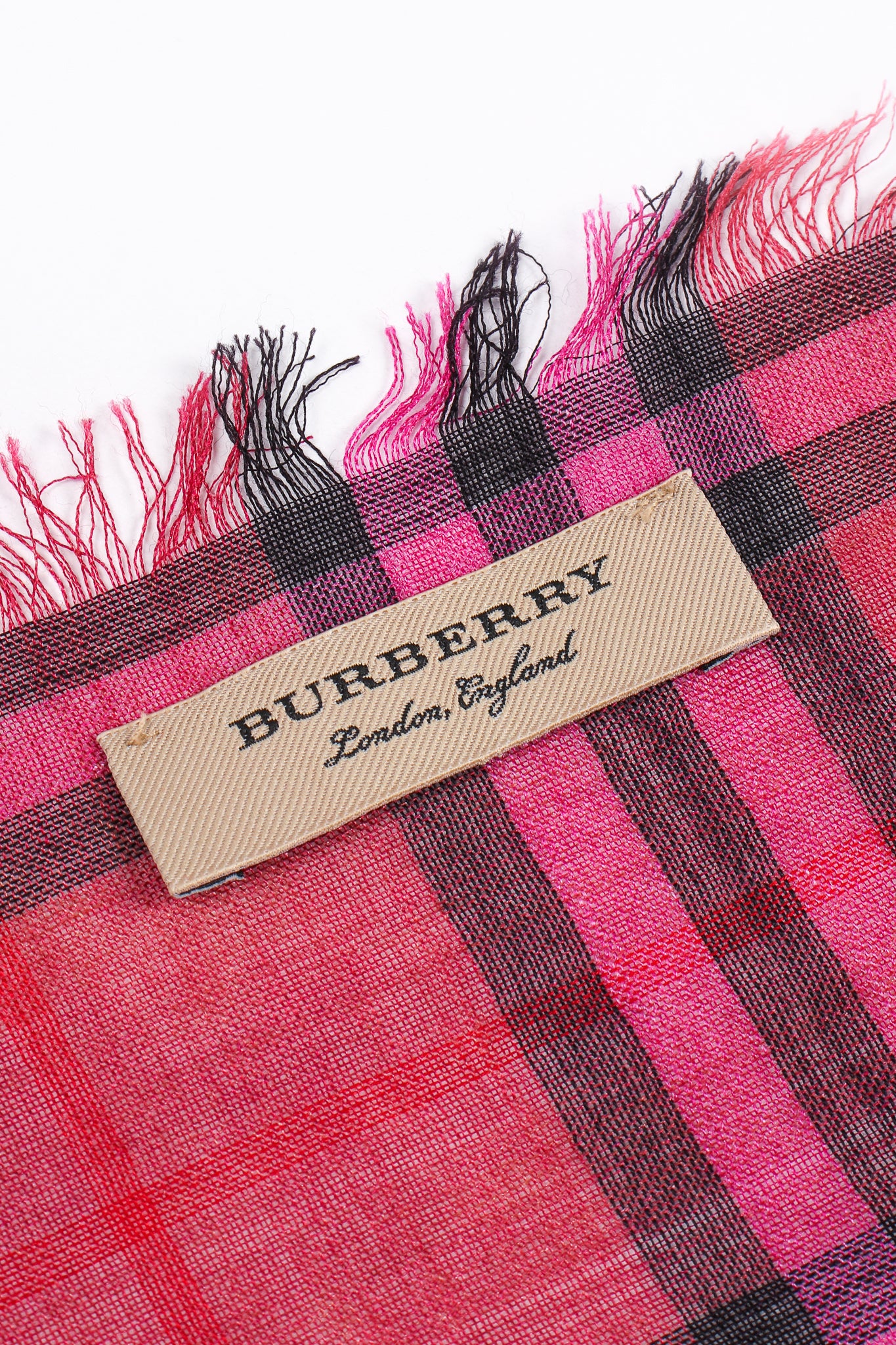 Vintage Burberry Rainbow Tie Dye Plaid Scarf label at Recess Los Angeles