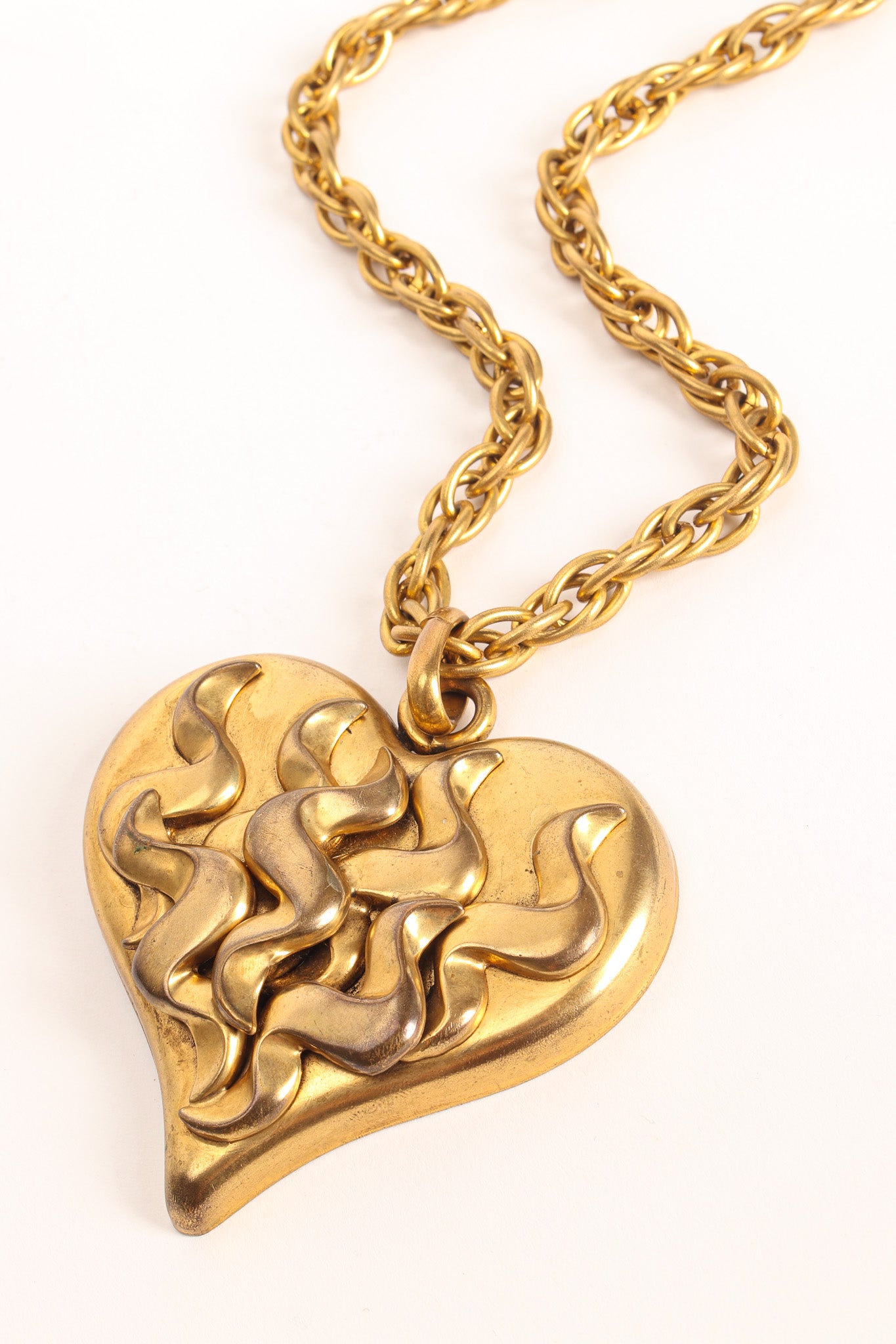 Vintage Butler & Wilson Flaming Love Pendant Necklace angled pendant  @ Recess LA