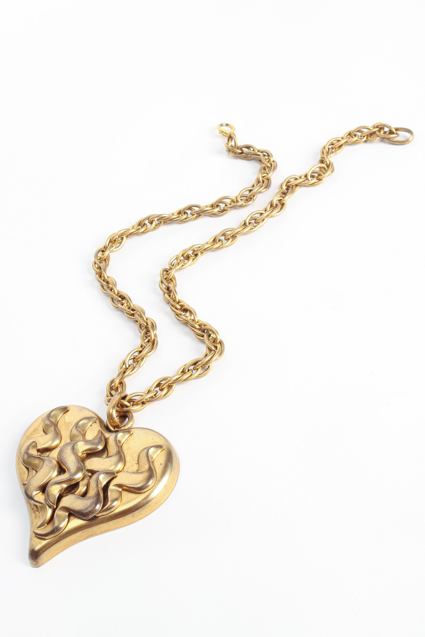 Vintage Butler & Wilson Flaming Love Pendant Necklace creative front flat @ Recess LA