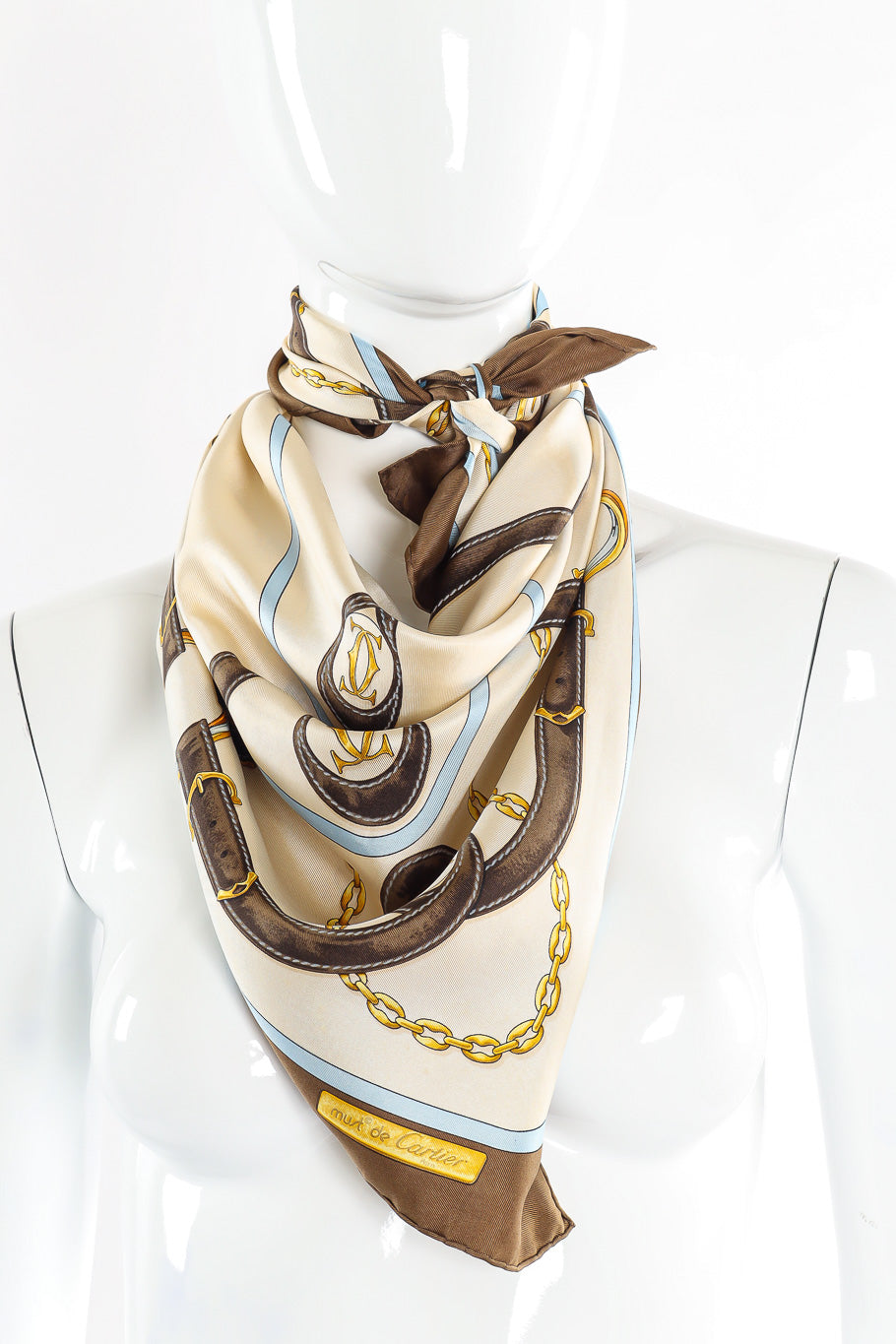 Belt and Chain logo scarf by Cartier photo on mannequin. @recessla