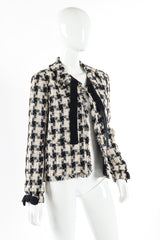 Bouclé check jacket by Chanel mannequin front untied @recessla