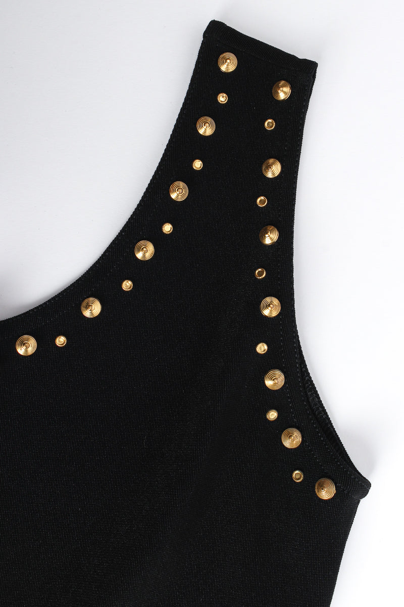 Vintage Caché Lion Emblem & Coin Bodycon Dress shoulder dome studs @ Recess LA