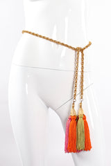 Vintage Cadoro Tropical Tassel Lariat  Belt on mannequin at Recess Los Angeles