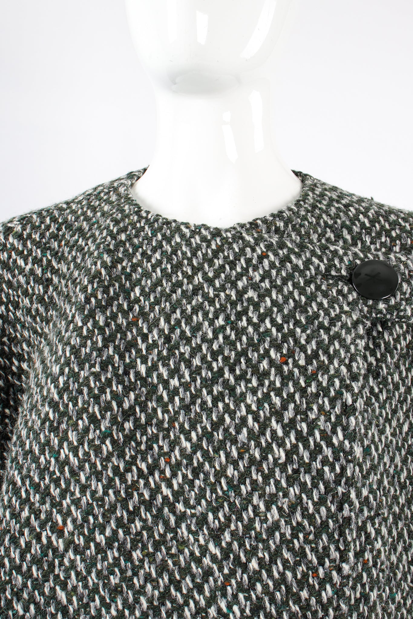 Vintage Calla Asymmetrical Speckled Cocoon Jacket on Mannequin neckline at Recess Los Angeles