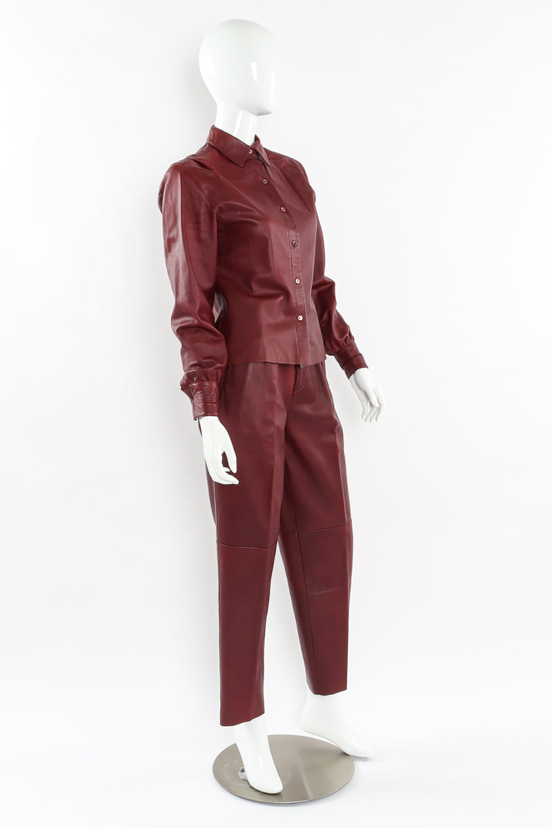 Vintage Calvin Klein Leather Shirt & Pant Set mannequin front side angle @ Recess LA