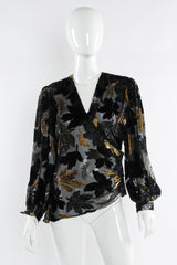 Vintage Capriccio Tinsel Leaf Sheer Silk Top mannequin front @ Recess LA