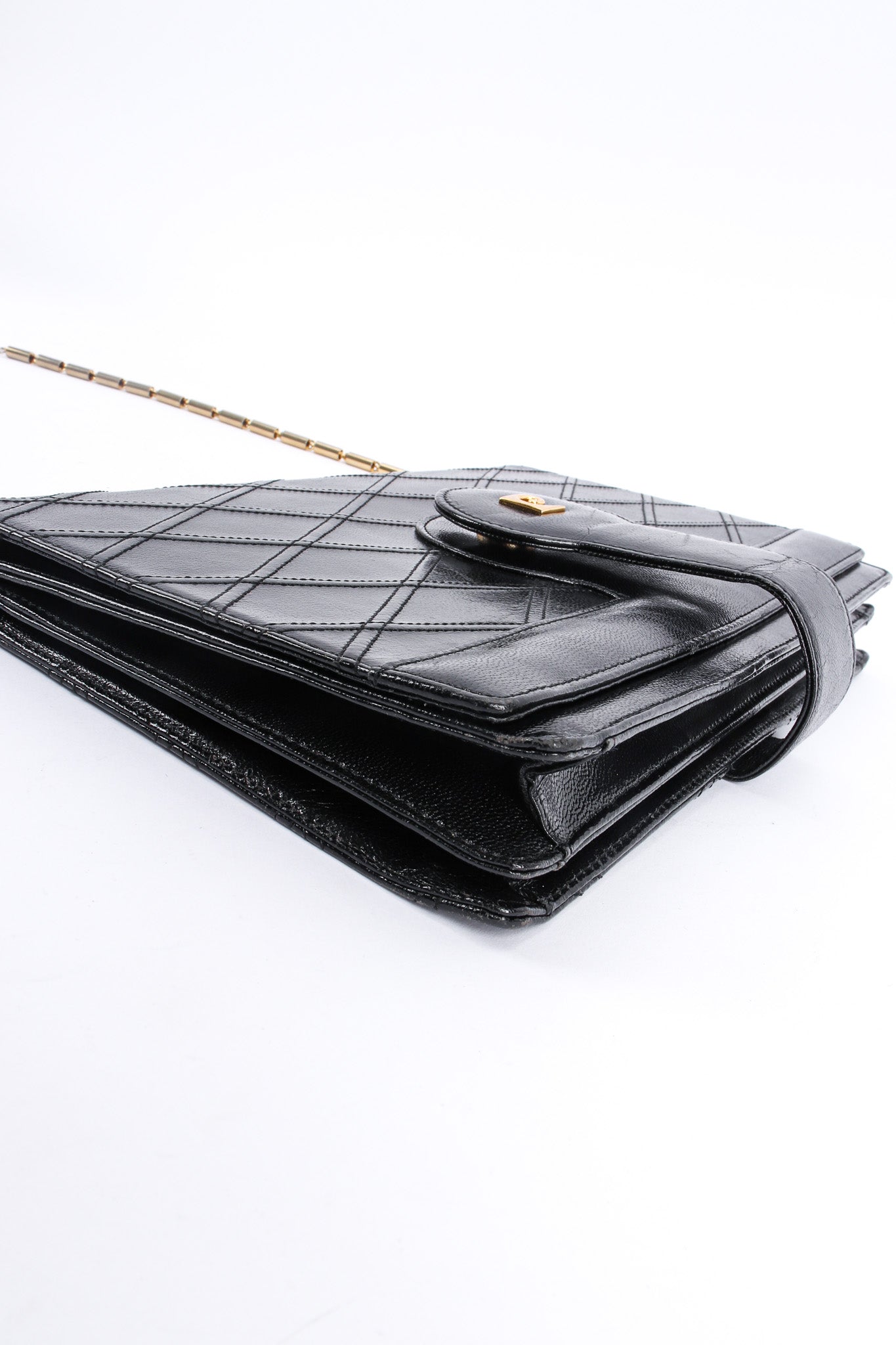 Vintage Pierre Cardin Quilted Leather Envelope Clutch corner angle side @ Recess LA