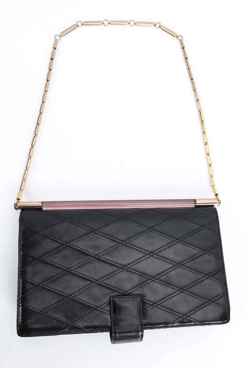 Vintage Pierre Cardin Quilted Leather Envelope Clutch back @ Recess LA