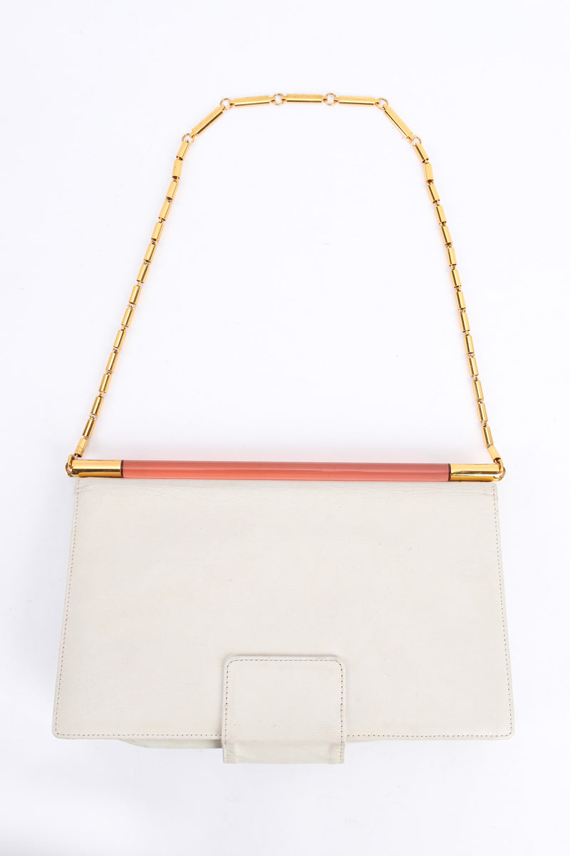 Vintage Pierre Cardin Chain Leather Envelope Clutch back @ Recess LA