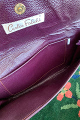 Vintage Carlos Falchi Pink Purple Lizard Snake Patchwork Clutch Label at Recess Los Angeles